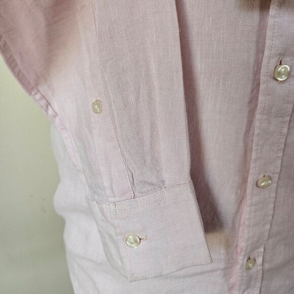 NWT MICHAEL KORS Slim Fit Linen Shirt M Light Pink Long Sleeve Button Preppy - Picture 4 of 7
